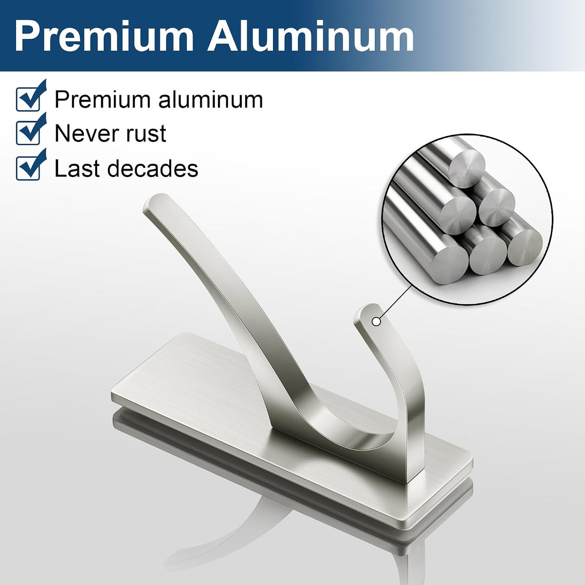 Self Adhesive Towel Hooks: Extra Strong 13LB, Stainless Hook for Hanging Loofah, Towels, Coat, Bath Robe Bathroom Shower, Brushed Nickel, 4 Pack