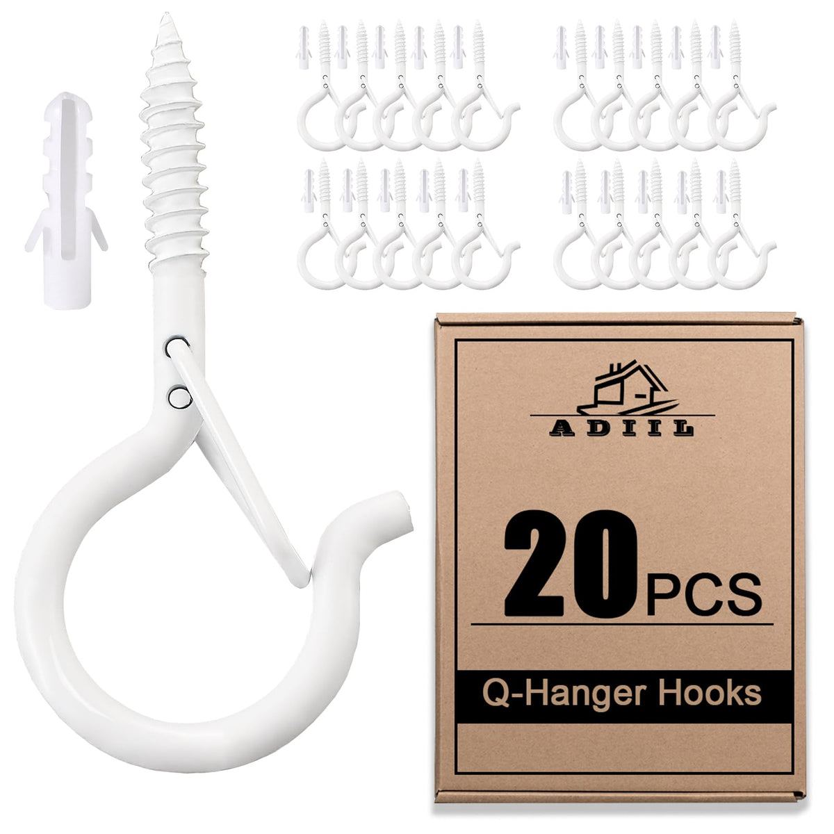 ADIIL Q Hanger Ceiling Screw Hooks for Hanging Outdoor String Light, Plants