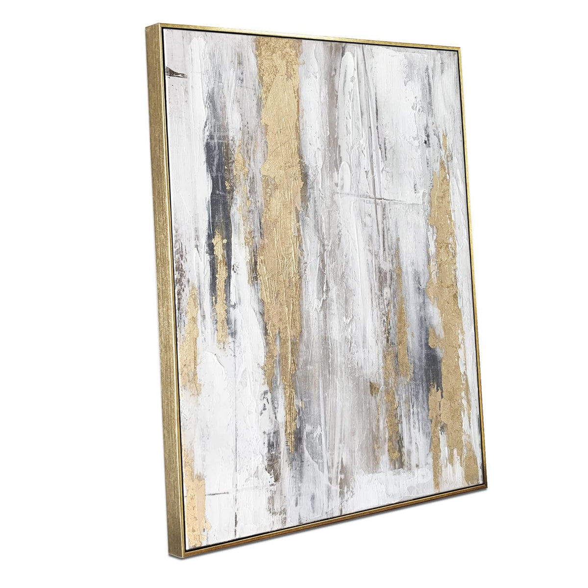 Zessonic Large Gold Abstract 3D Textured Hand-painted Wall Art, 24"x32"