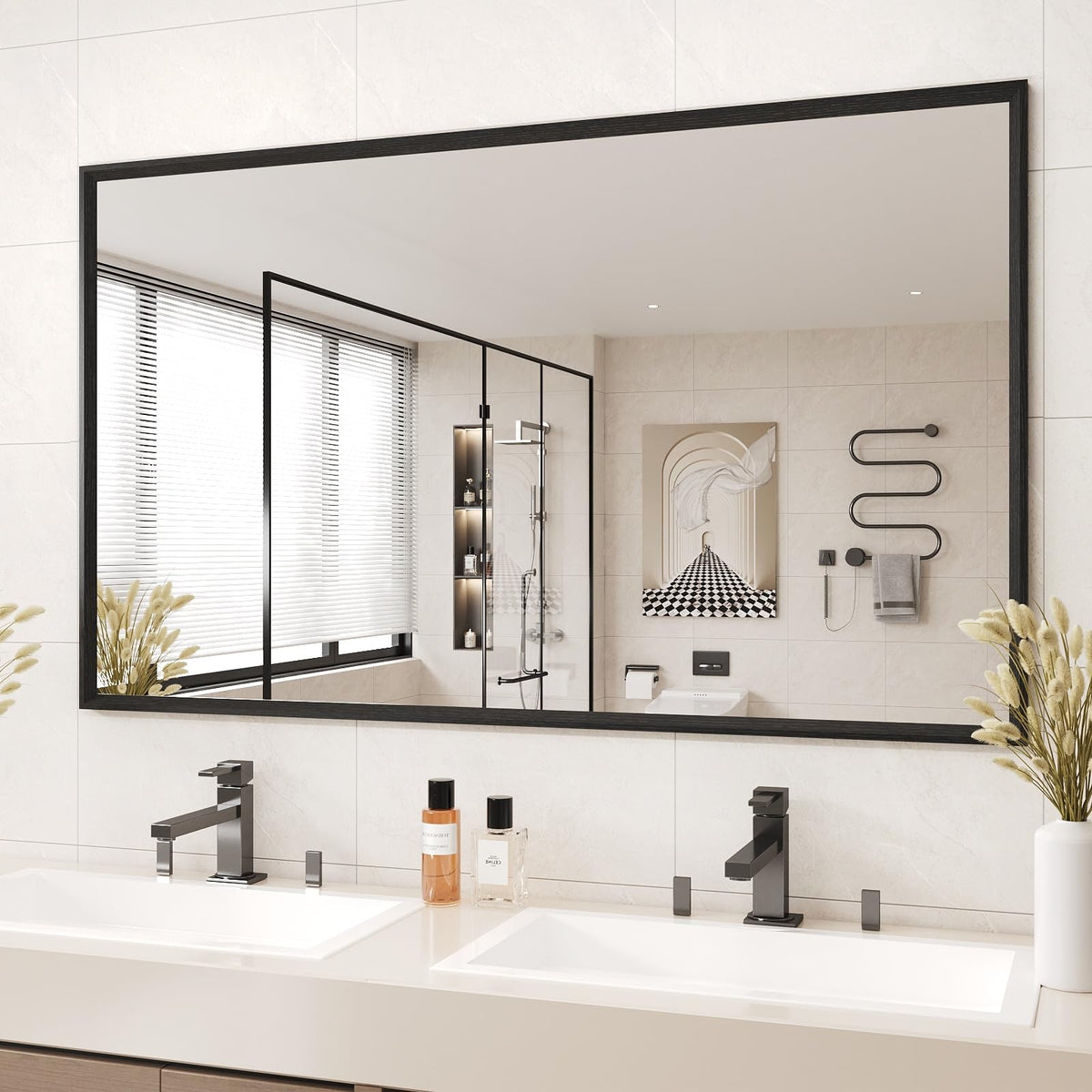 JISOSO 22x30 Inch Black Bathroom Mirror Metal Framed