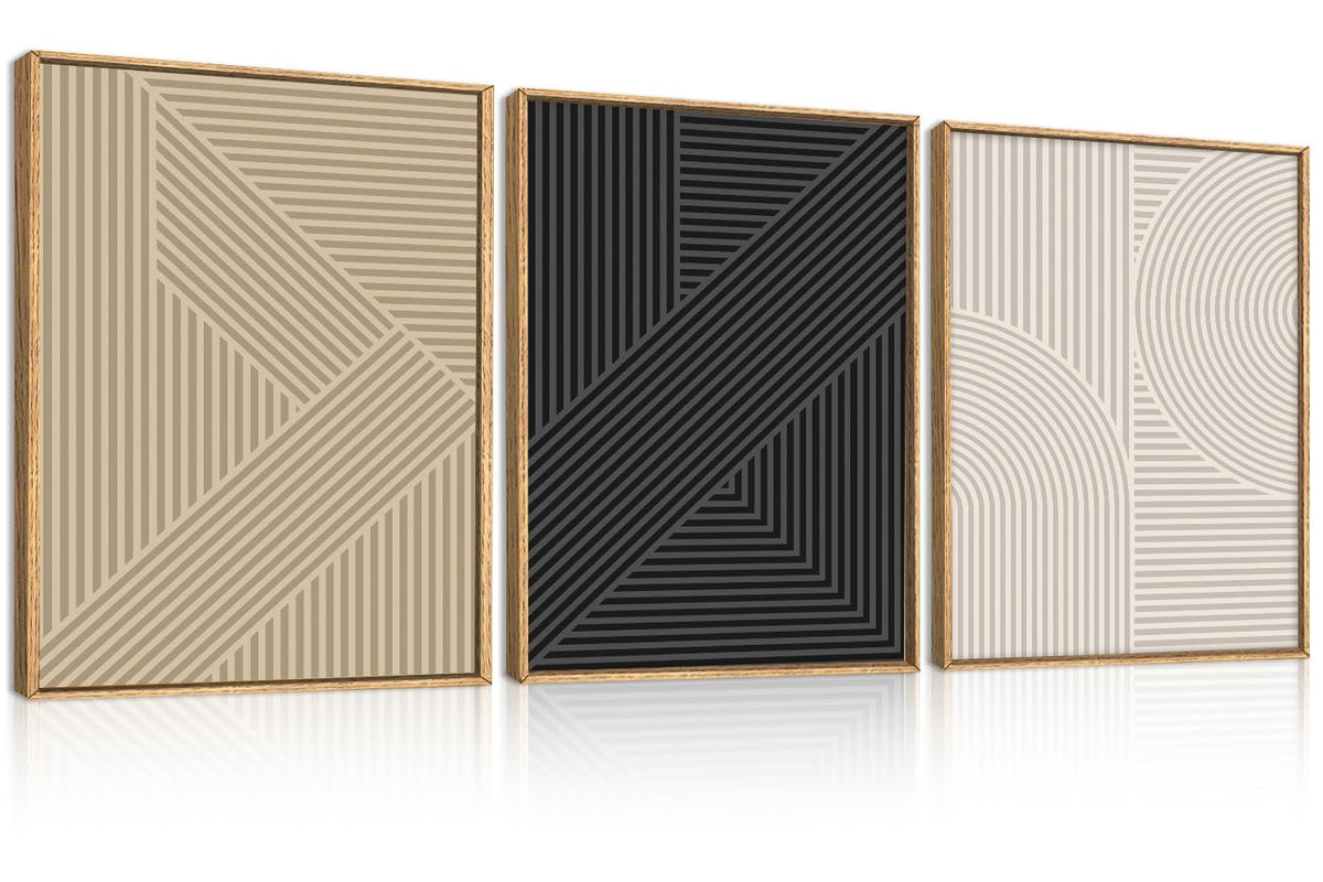 BINCUE Neutral Abstract Wall Art Beige Large Wall Decor Boho Mid Century Modern Artwork Art Print for Living Room Bedroom Office 24"x36" Set of 3 Gift