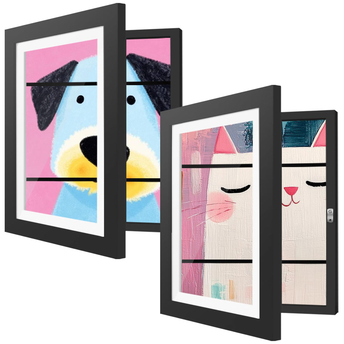 4 Pack Kids Artwork Frames Changeable 8.5 x 11 Inch Children Art Projects Kids Art Frames Front Opening Picture Display Frame, Black