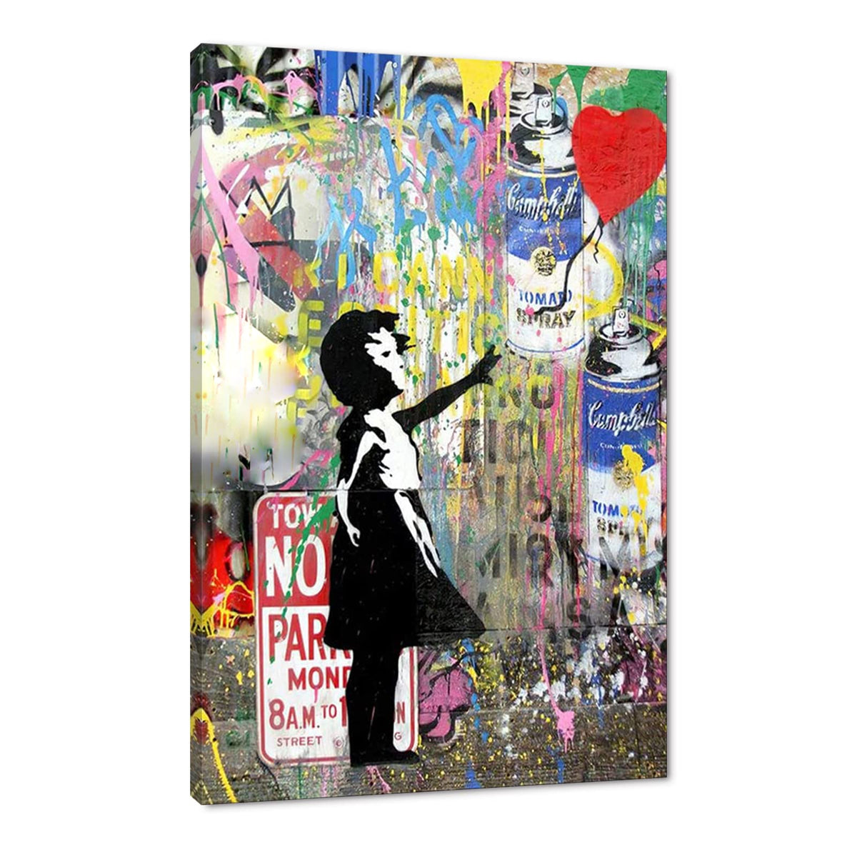 Banksy Wall Art Graffiti Street Giclee Canvas Paintings Poster and Prints Kid Wall Pictures girl Figure Street Picture Artwork Modern Framed Art for Home Wall Decor 24”Wx36”H