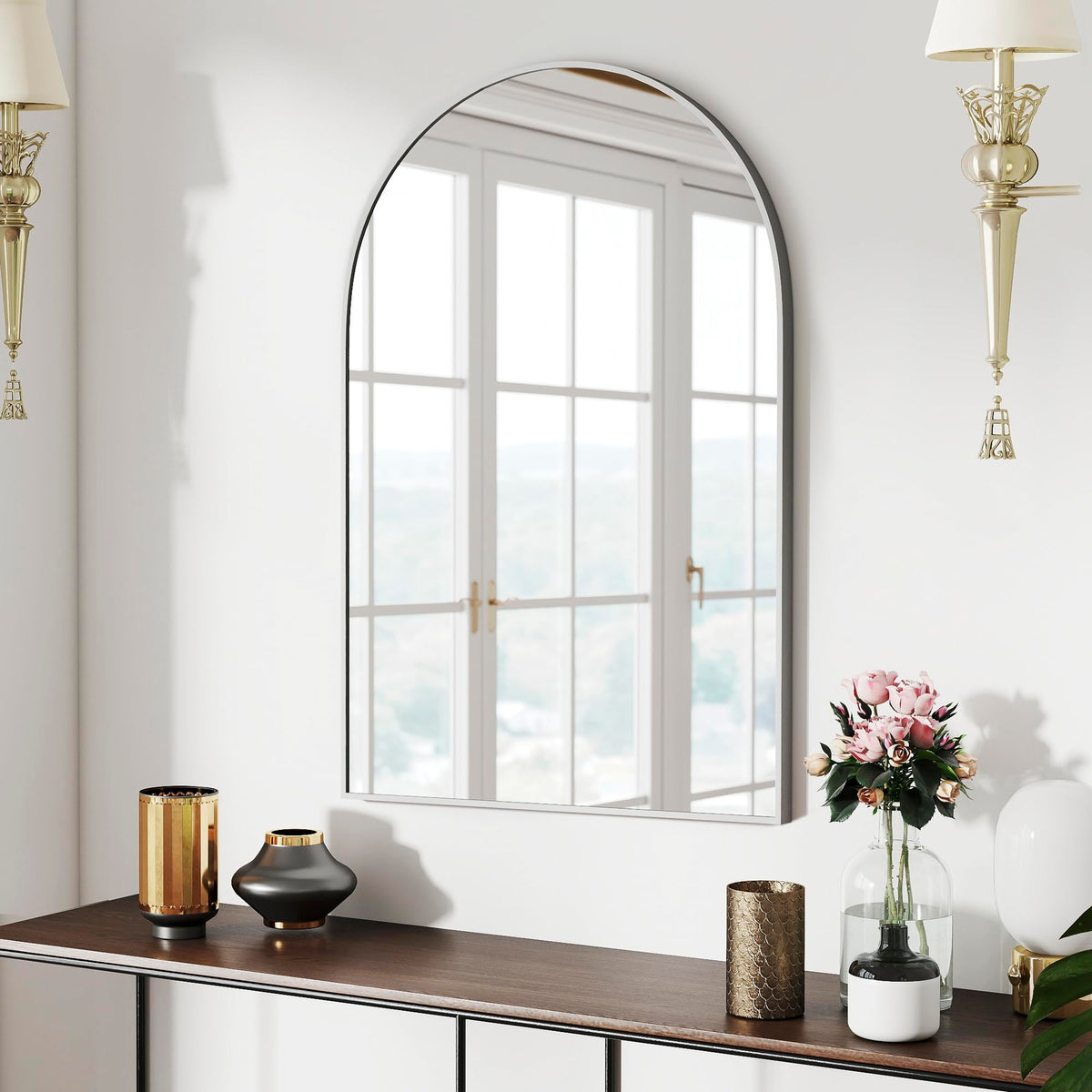 SCWF-GZ 47x14 Full Length Mirror Over the Door Hang or Wall Mounted Black