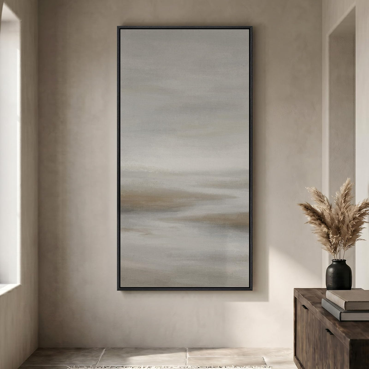 Extra Large Framed Brown Abstract Wall Art for Living Room, Vertical 40x60