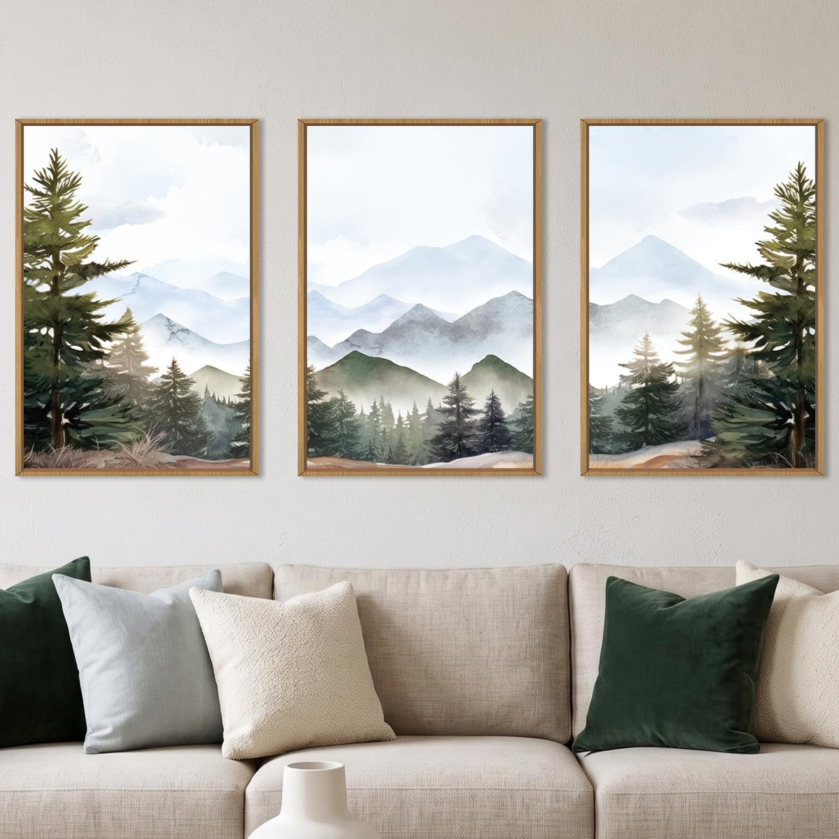 KAIRNE Neutral Abstrcat Landscape Framed Canvas Wall Art Set-40"x20"x1
