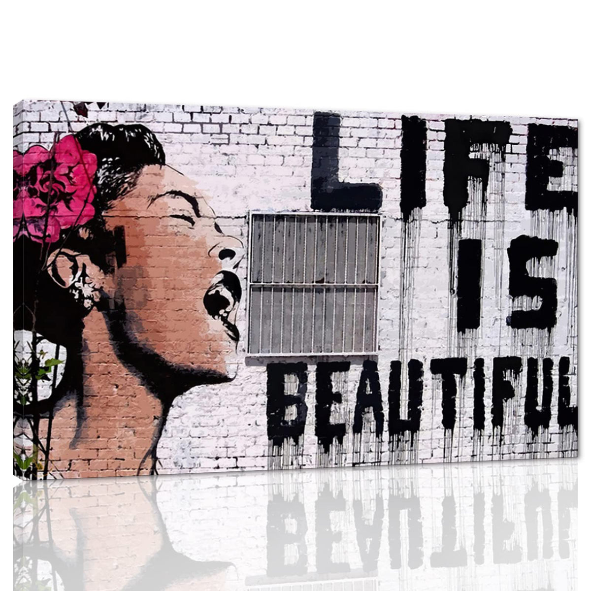 Banksy Wall Art Graffiti Street Giclee Canvas Paintings Poster and Prints Kid Wall Pictures girl Figure Street Picture Artwork Modern Framed Art for Home Wall Decor 24”Wx36”H