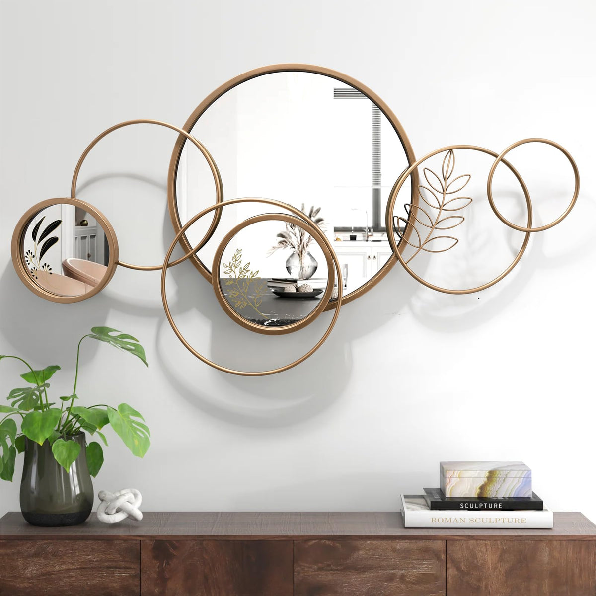 Wall Mirror Decorative, Round Decorative Mirror, Large Decor Metal Wall Art