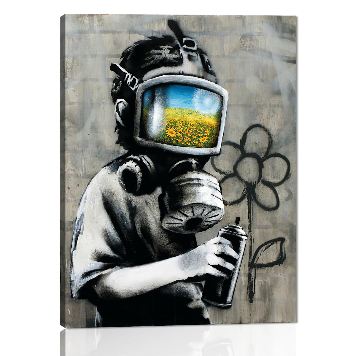 Banksy Wall Art Graffiti Street Giclee Canvas Paintings Poster and Prints Kid Wall Pictures girl Figure Street Picture Artwork Modern Framed Art for Home Wall Decor 24”Wx36”H