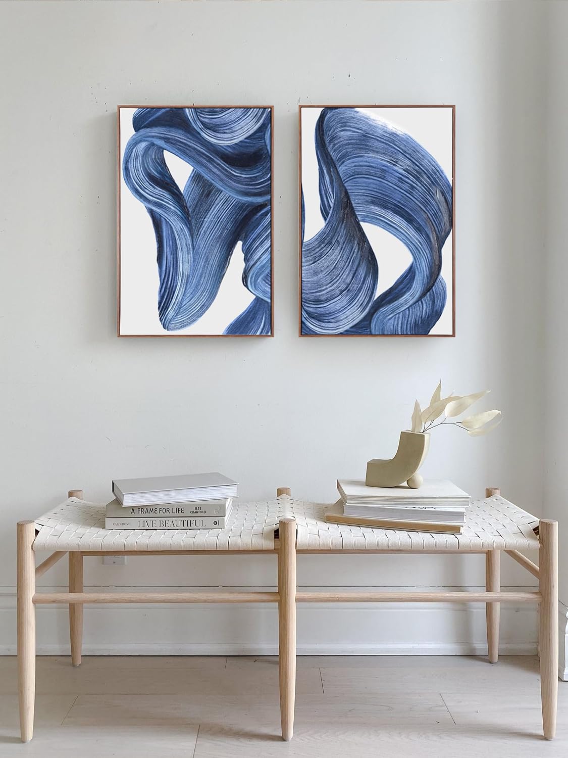 Zessonic Blue Abstract Minimalist Graffiti 3D Textured Wall Art, 16"x24"x2