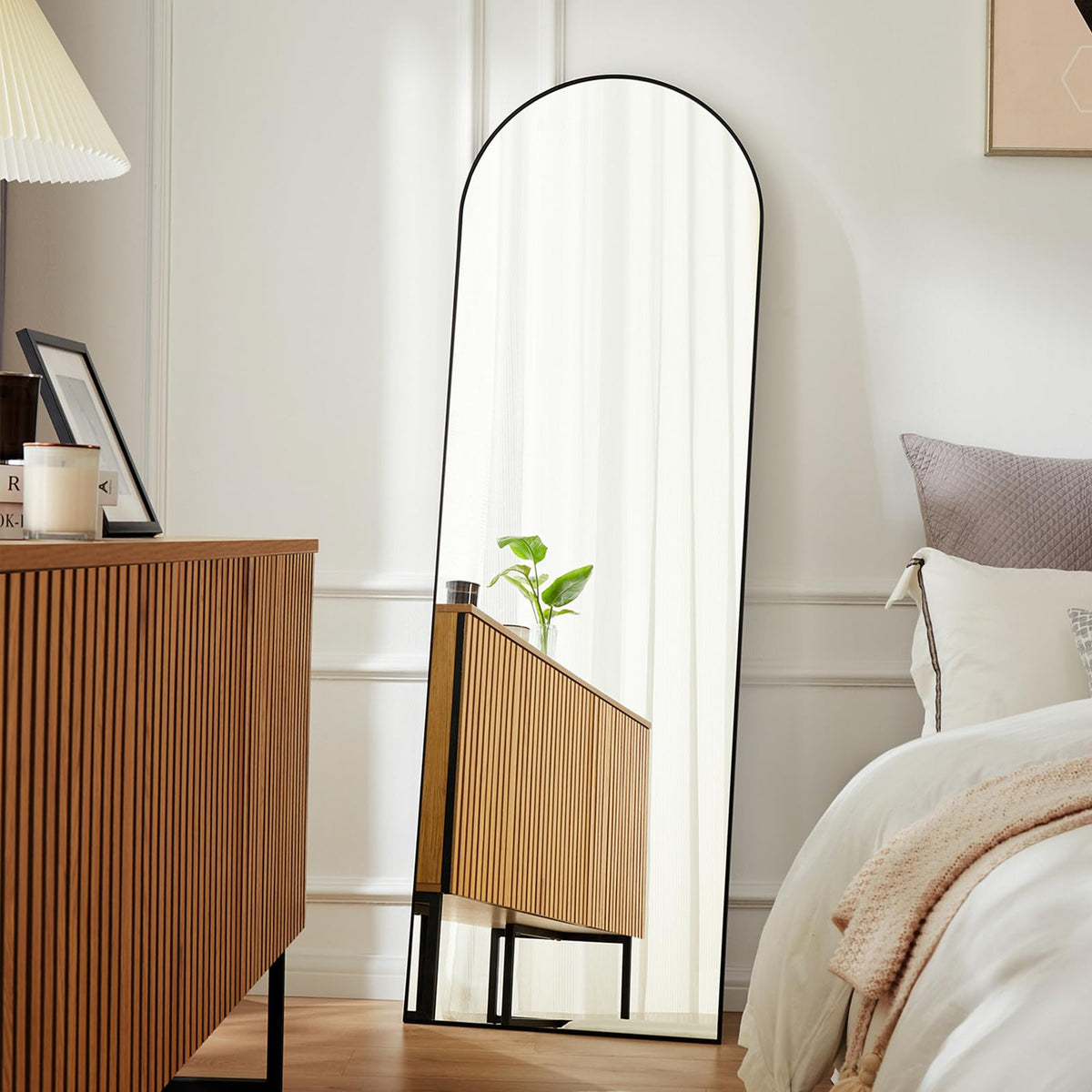 DUMOS 64"x21" Arched Full Length Floor Mirror, Full Body Mirror, Gold