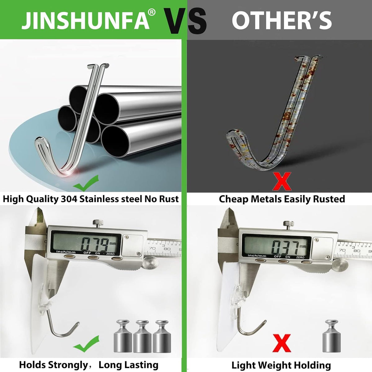 JINSHUNFA Adhesive Wall Hooks No Drill Clear Heavy Duty,13LB Sticky 8 Pack