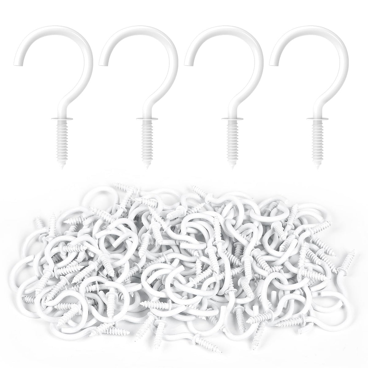 RELBRO Screw Hooks, 1 Inch Metal Screw in Cup Hooks, Black, 100 Pcs