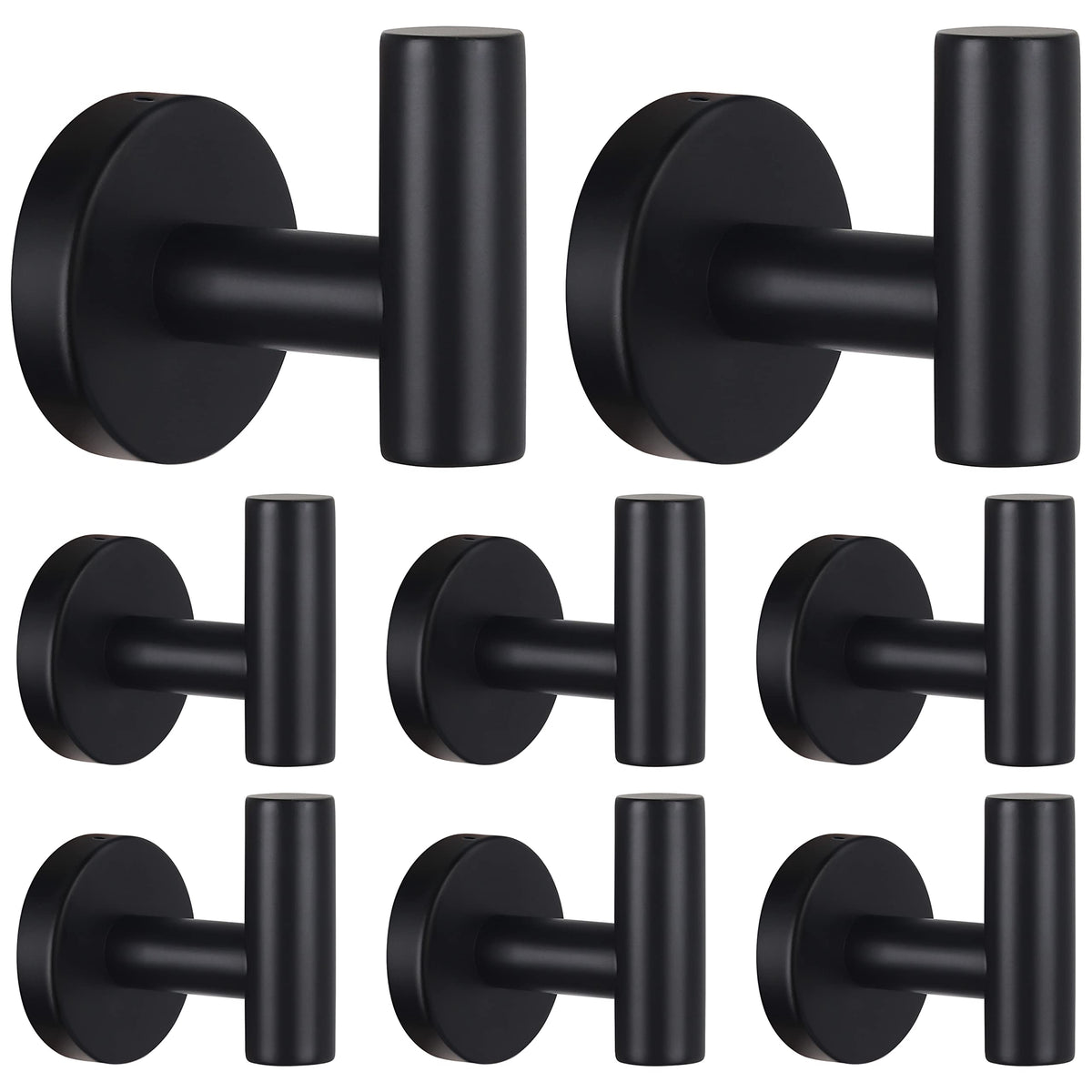 Towel Hooks Bathroom Coat Robe Wall Hook Heavy Duty Door Hanger Towel Robe Clothes Cabinet Closet Sponges Rack for Bathroom Bedroom Kitchen Hotel Pool 4 Packs Black(Drilling Installation)