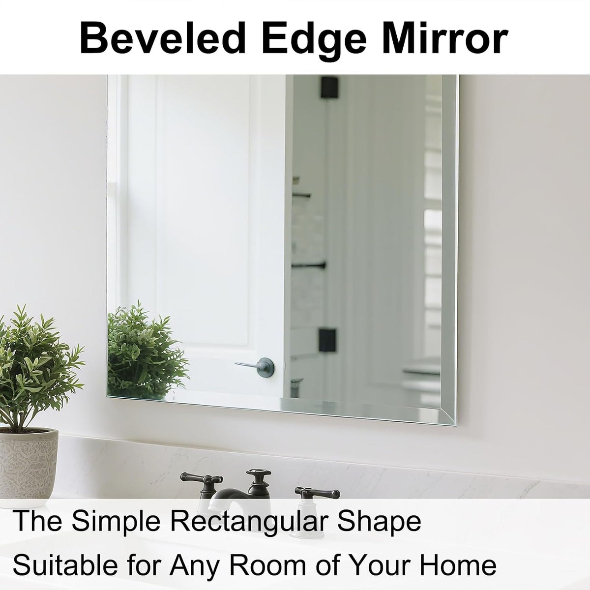 Frameless Full Length Mirror for Wall, 48x12 Inch Bathroom Vanity Mirror