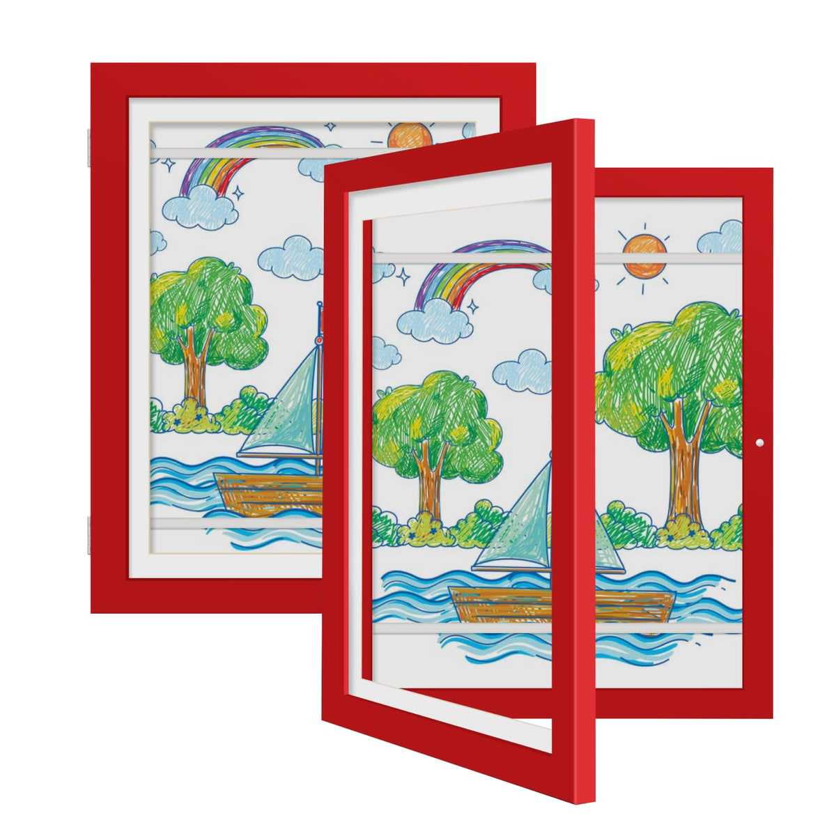 iRahmen Kids Art Frames 8.5x11 Set of 2 - Front Opening Childrens Picture Frame Changeable, Wood Artwork Display Storage for Wall Mount, Magnetic Door Holds 50 Art Pieces for Drawings, 3D Picture, Crafts, Portfolio, Brown