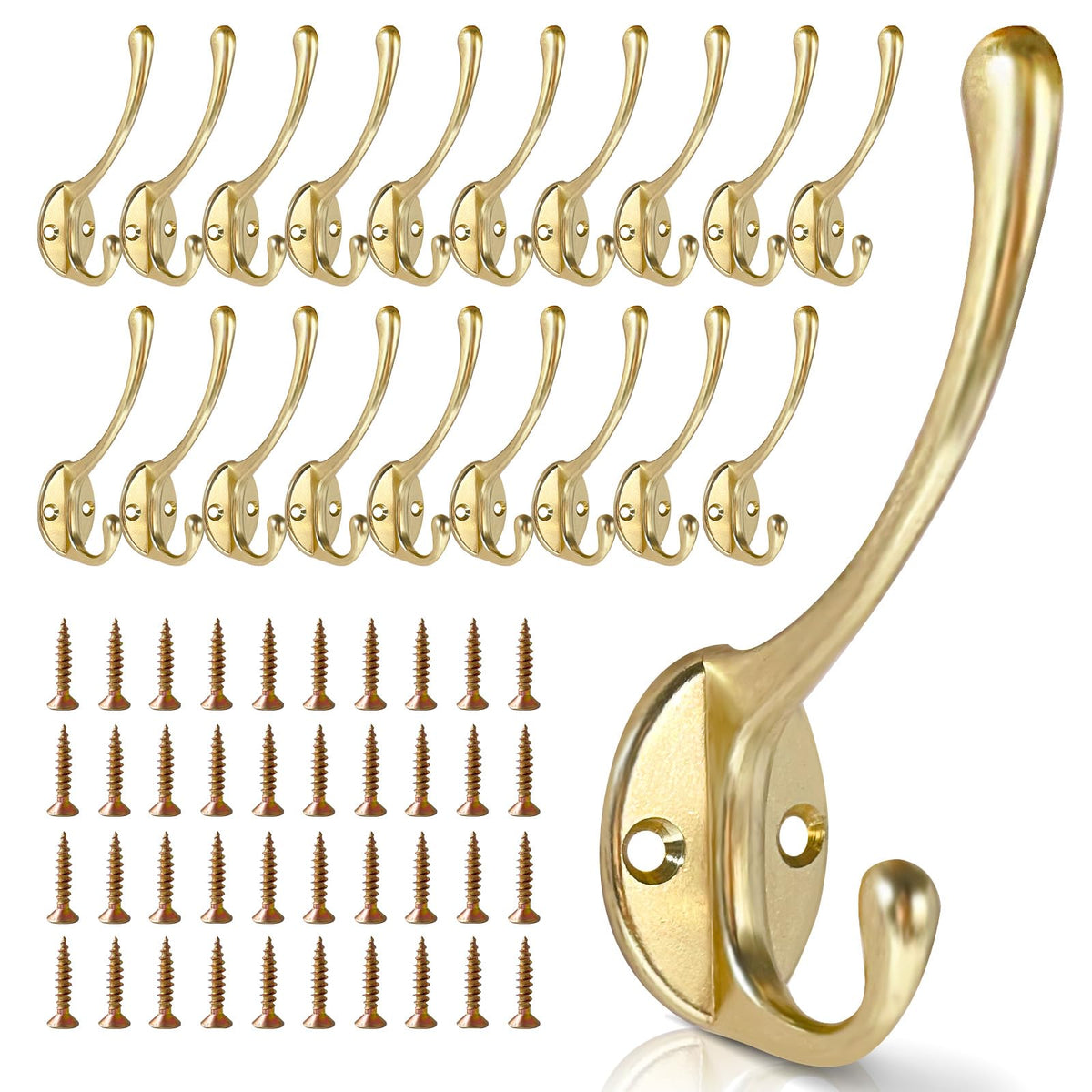 Wall Hooks for Hanging, 20-Pcs Heavy Duty Metal Coat Hooks, for Living Room, Bathroom, Kitchen, Bedroom for Coats, Towel, Hat, Key, Closet, Bag (Black)