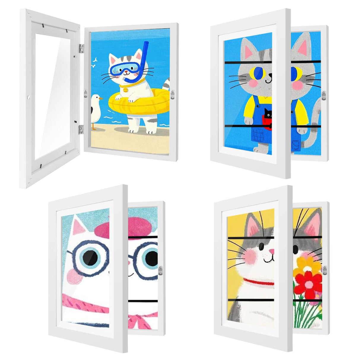 4 Pack Kids Artwork Frames Changeable 8.5 x 11 Inch Children Art Projects Kids Art Frames Front Opening Picture Display Frame, Black