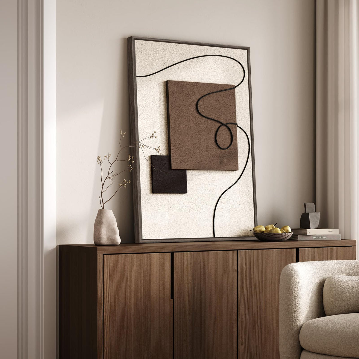 Large Wood Abstract Wall Art for Living Room, Modern 3D Artwork for Walls