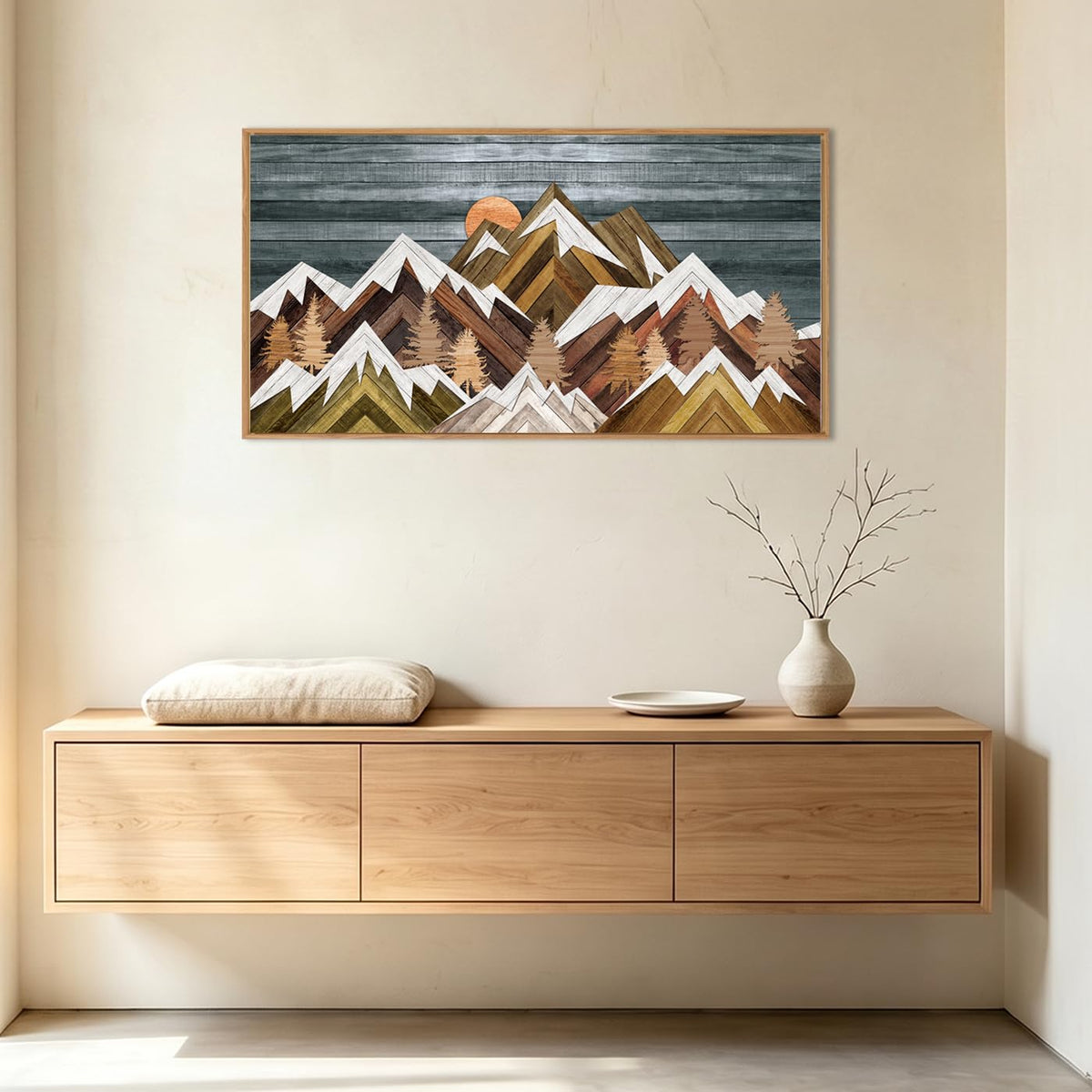 BINCUE Neutral Abstract Wall Art Beige Large Wall Decor Boho Mid Century Modern Artwork Art Print for Living Room Bedroom Office 24"x36" Set of 3 Gift