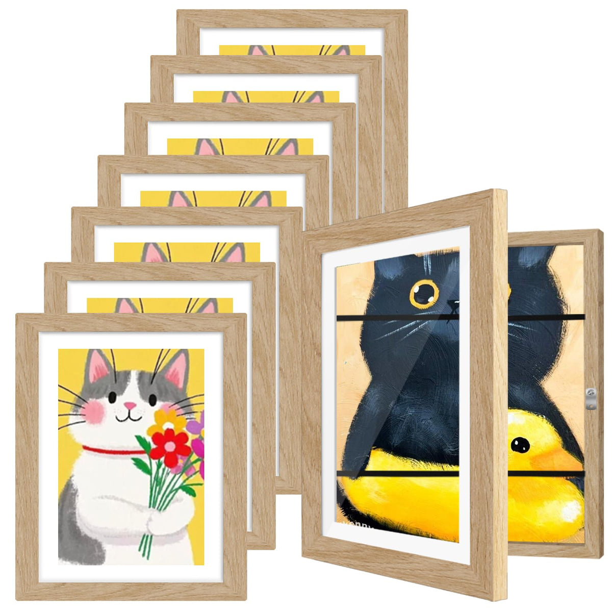 4 Pack Kids Artwork Frames Changeable 8.5 x 11 Inch Children Art Projects Kids Art Frames Front Opening Picture Display Frame, Black