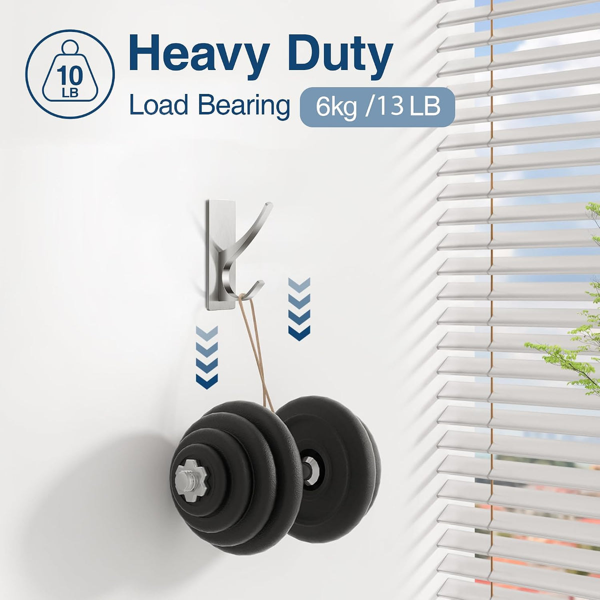 Self Adhesive Towel Hooks: Extra Strong 13LB, Stainless Hook for Hanging Loofah, Towels, Coat, Bath Robe Bathroom Shower, Brushed Nickel, 4 Pack