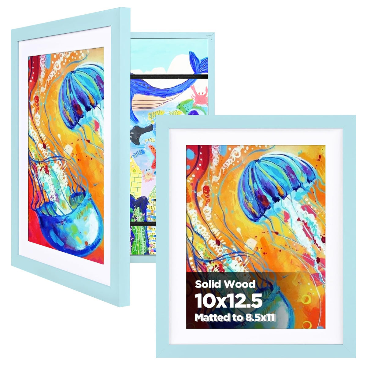 KINLINK 9x12 Kids Art Frame, Natural Artwork Frames 2 Pack