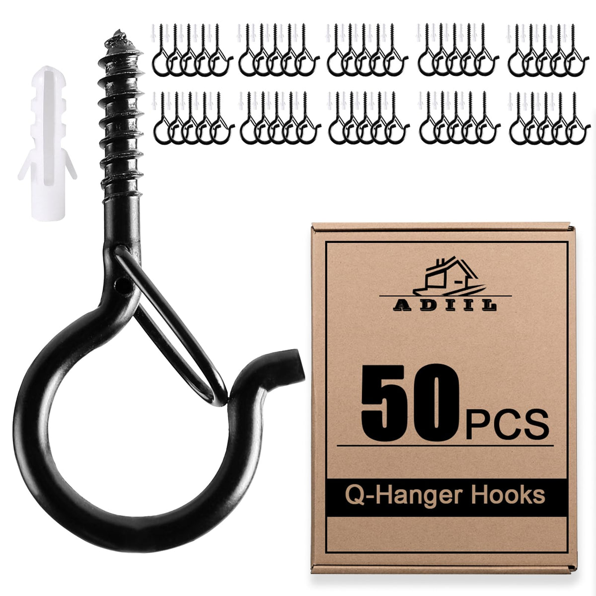 ADIIL Q Hanger Ceiling Screw Hooks for Hanging Outdoor String Light, Plants