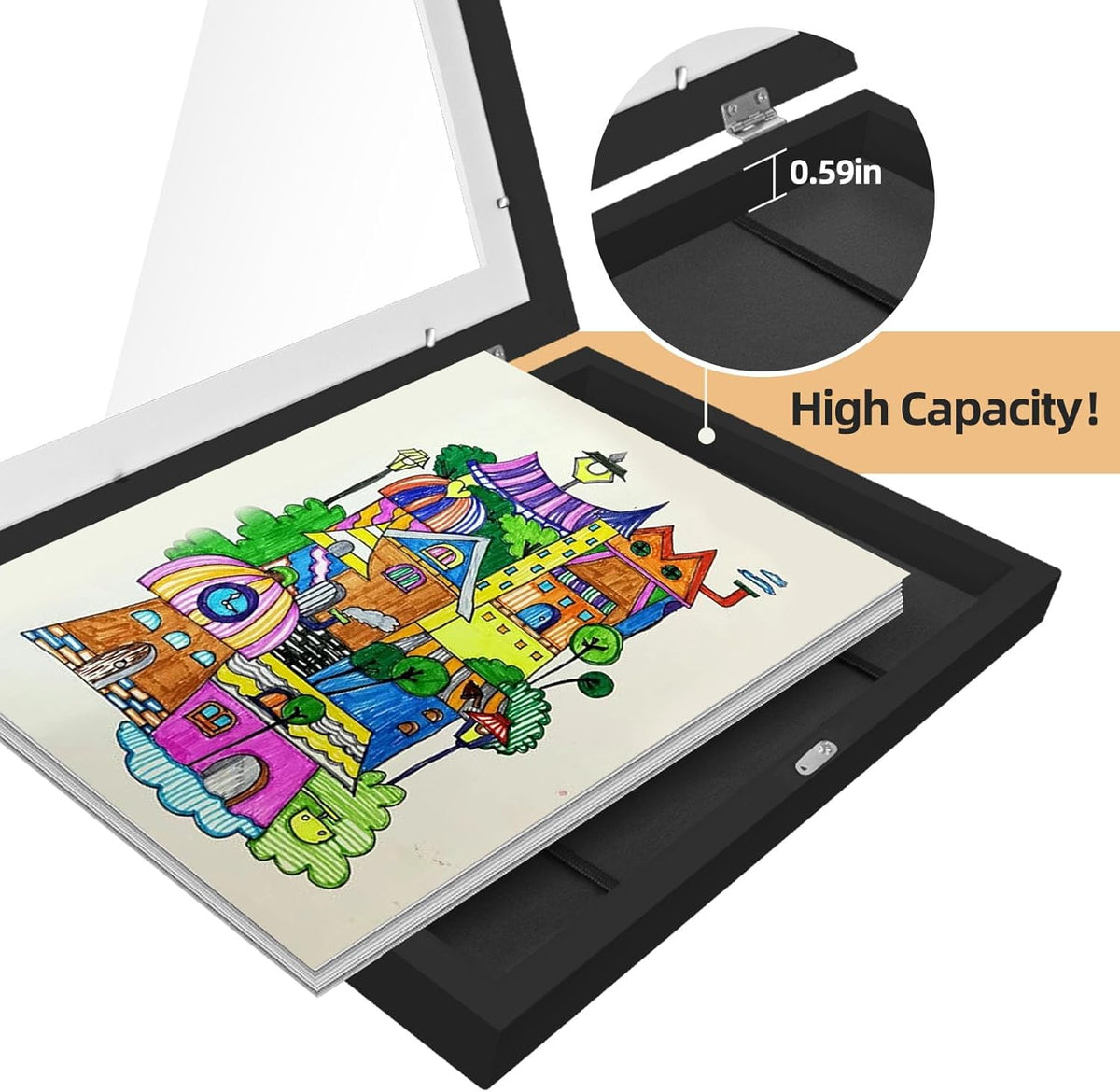 4 Pack Kids Artwork Frames Changeable 8.5 x 11 Inch Children Art Projects Kids Art Frames Front Opening Picture Display Frame, Black