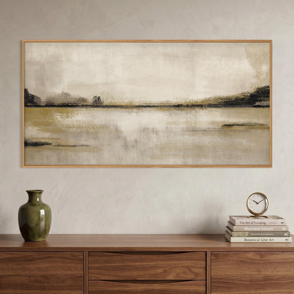 KAIRNE Neutral Abstrcat Landscape Framed Canvas Wall Art Set-40"x20"x1