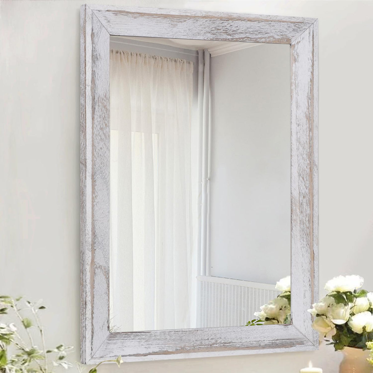AAZZKANG Wall Mirror Black Wood Framed Rectangle Mirrors for Wall 16"x12"