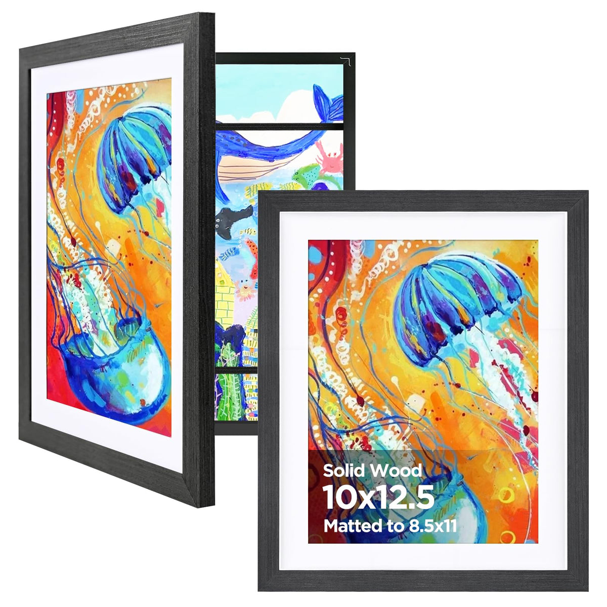 KINLINK 9x12 Kids Art Frame, Natural Artwork Frames 2 Pack