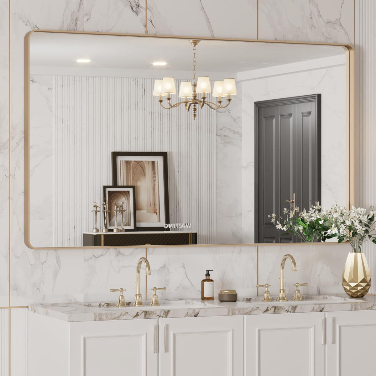 LOAAO 20X16 Inch Black Bathroom Mirror Metal Framed