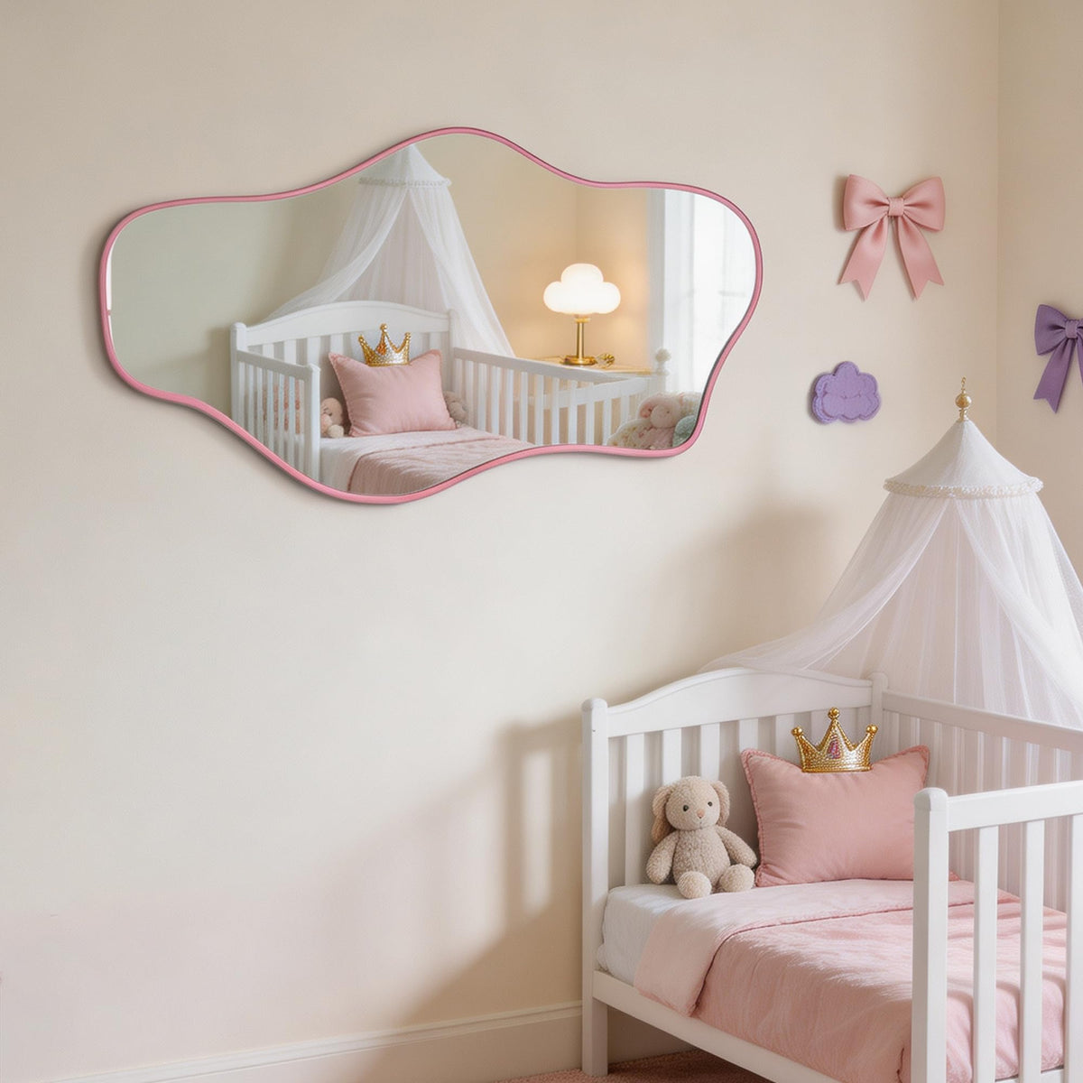 67"x31" Irregular Full Length Mirror, Abstract Frameless Mirror
