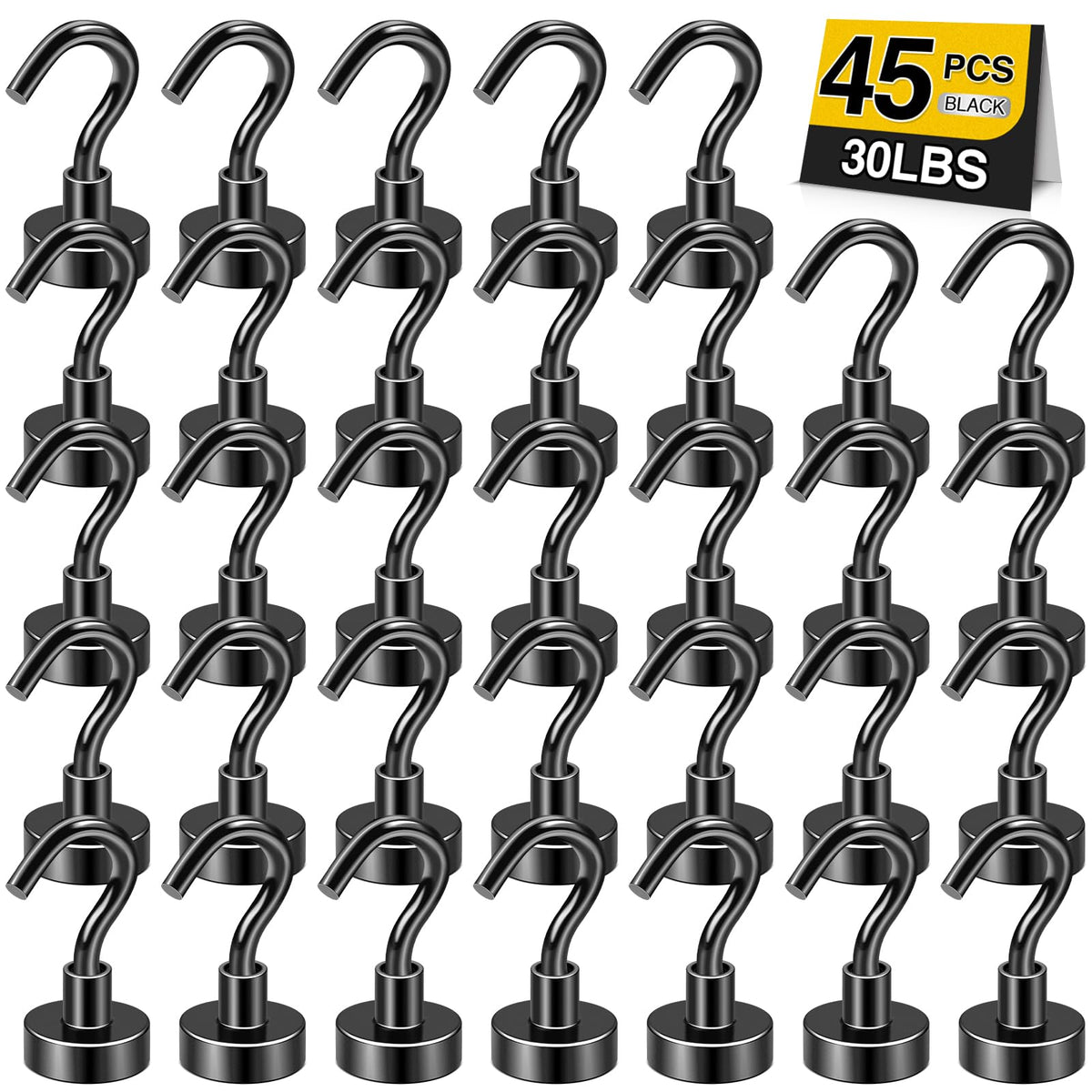 DIYMAG Magnetic Hooks 20pcs 30lbs+ Cruise Essentials 2026 Magnet Hook Black