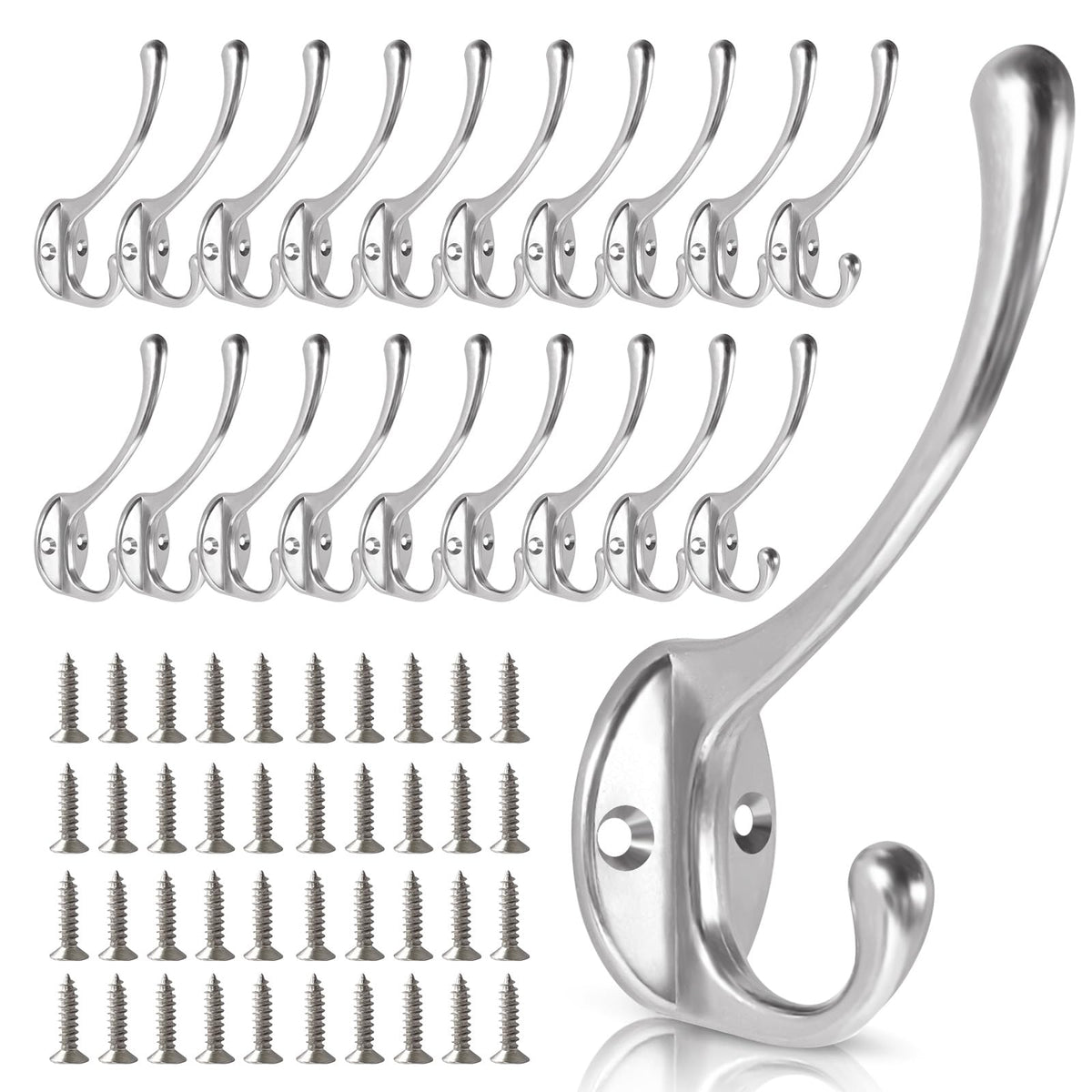 Wall Hooks for Hanging, 20-Pcs Heavy Duty Metal Coat Hooks, for Living Room, Bathroom, Kitchen, Bedroom for Coats, Towel, Hat, Key, Closet, Bag (Black)