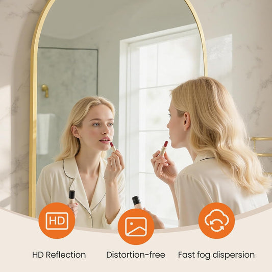 Sweetcrispy 24"x 36" Arched Gold Bathroom Mirrors for Wall
