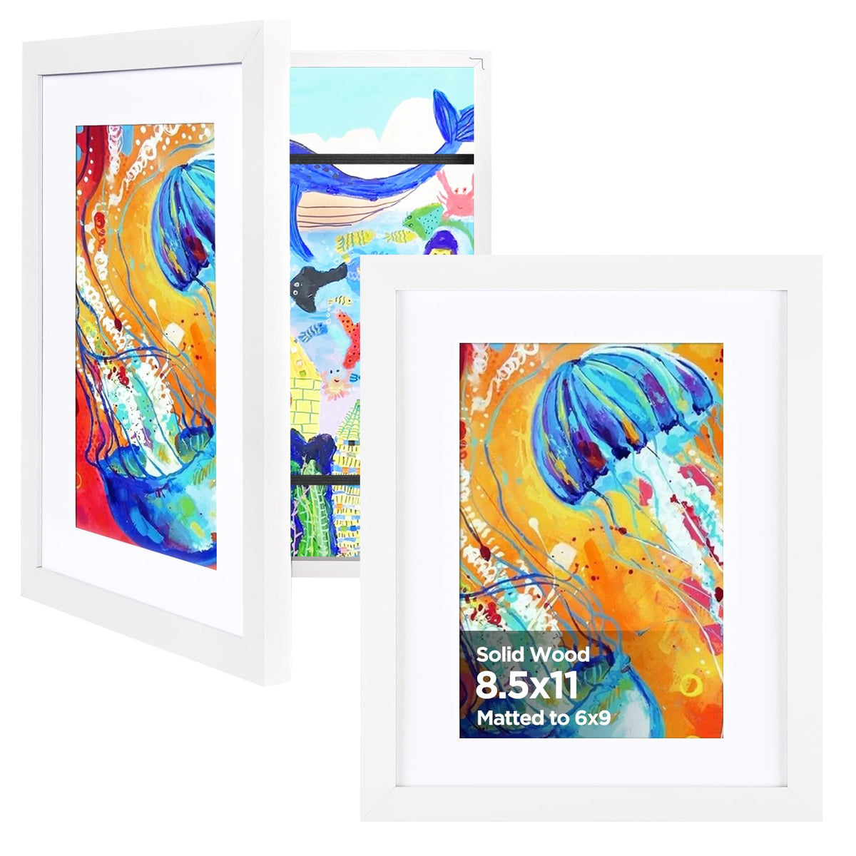KINLINK 9x12 Kids Art Frame, Natural Artwork Frames 2 Pack
