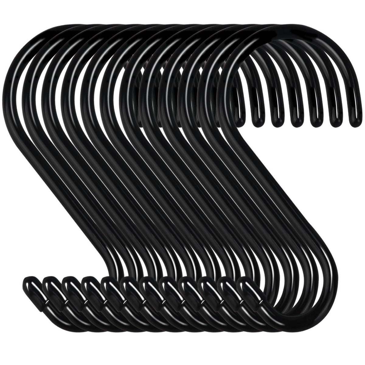 DINGEE 6 Inch Heavy Duty S Hooks, Large S Hook for Hanging Plants, Vinyl Coated S Hook 6 Pack Sturdy Non Slip Black S Hooks for Hanging Closet,Bird Feeders,Kitchen,Large Object,Garden Tools