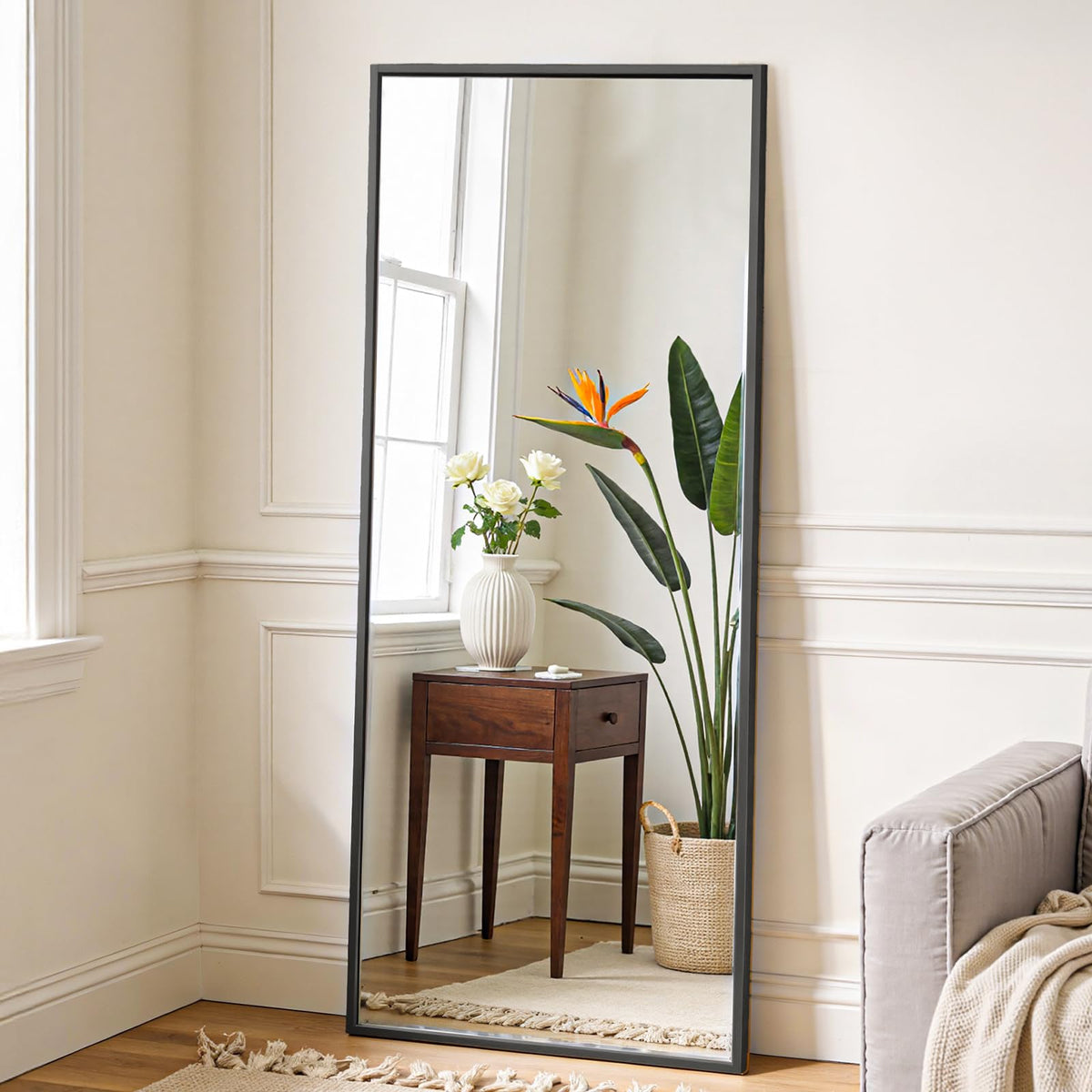 OLIXIS 64"x21.5" Arched Full Length Mirror with Stand, Body Mirror