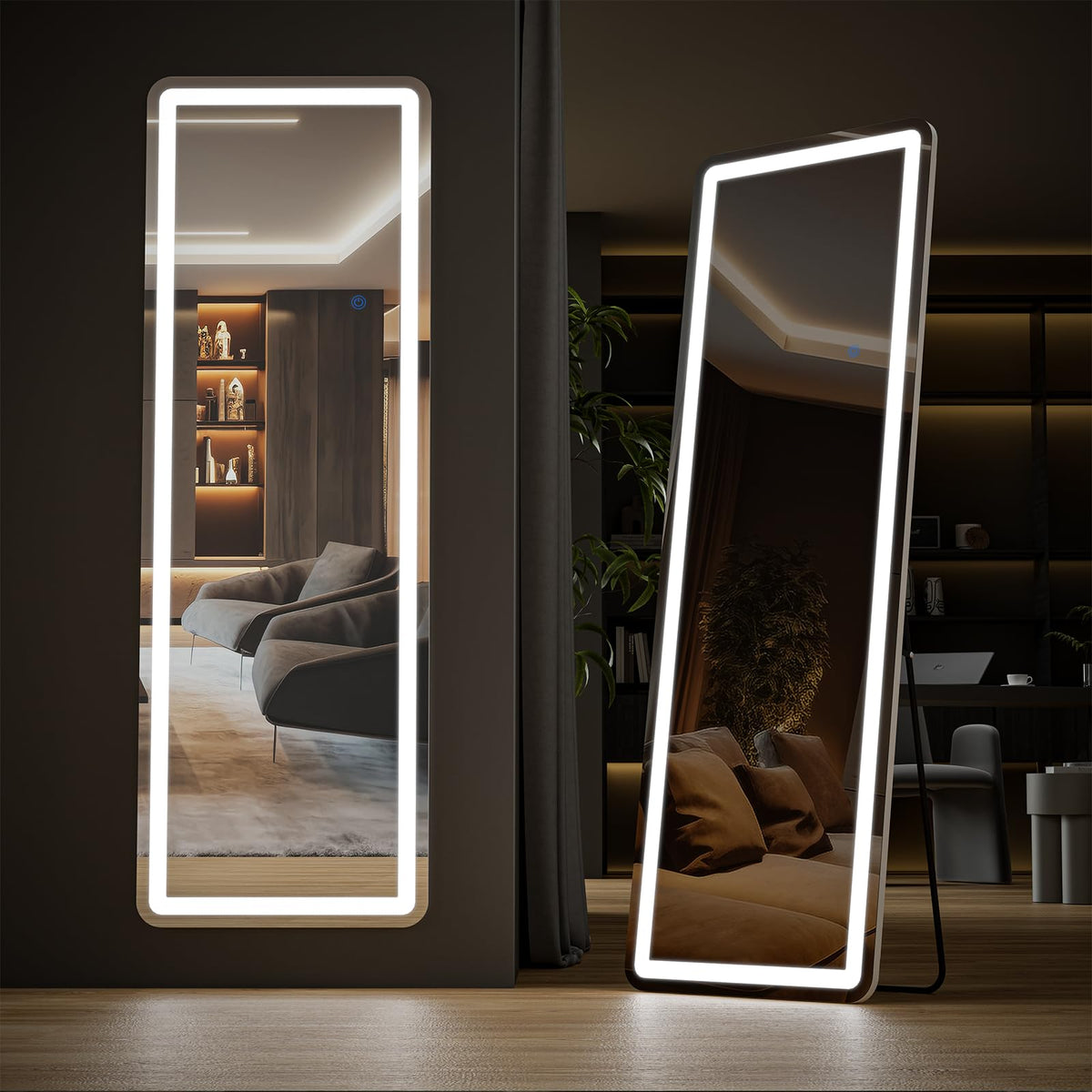 Sweetcrispy LED Full Length Floor Mirror, 65"x21" Lighted Full Body Mirror