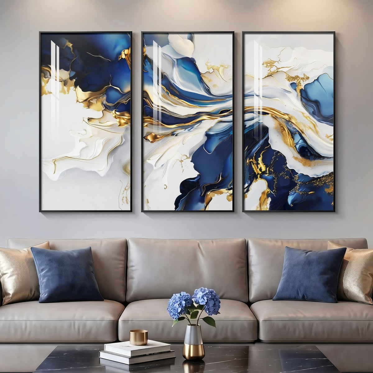 Large Framed Abstract Nature Landscape Wall Art for Living Room, 24x36 In