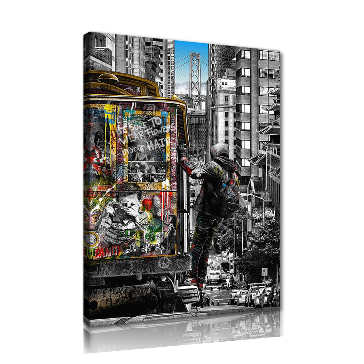 Banksy Wall Art Graffiti Street Giclee Canvas Paintings Poster and Prints Kid Wall Pictures girl Figure Street Picture Artwork Modern Framed Art for Home Wall Decor 24”Wx36”H
