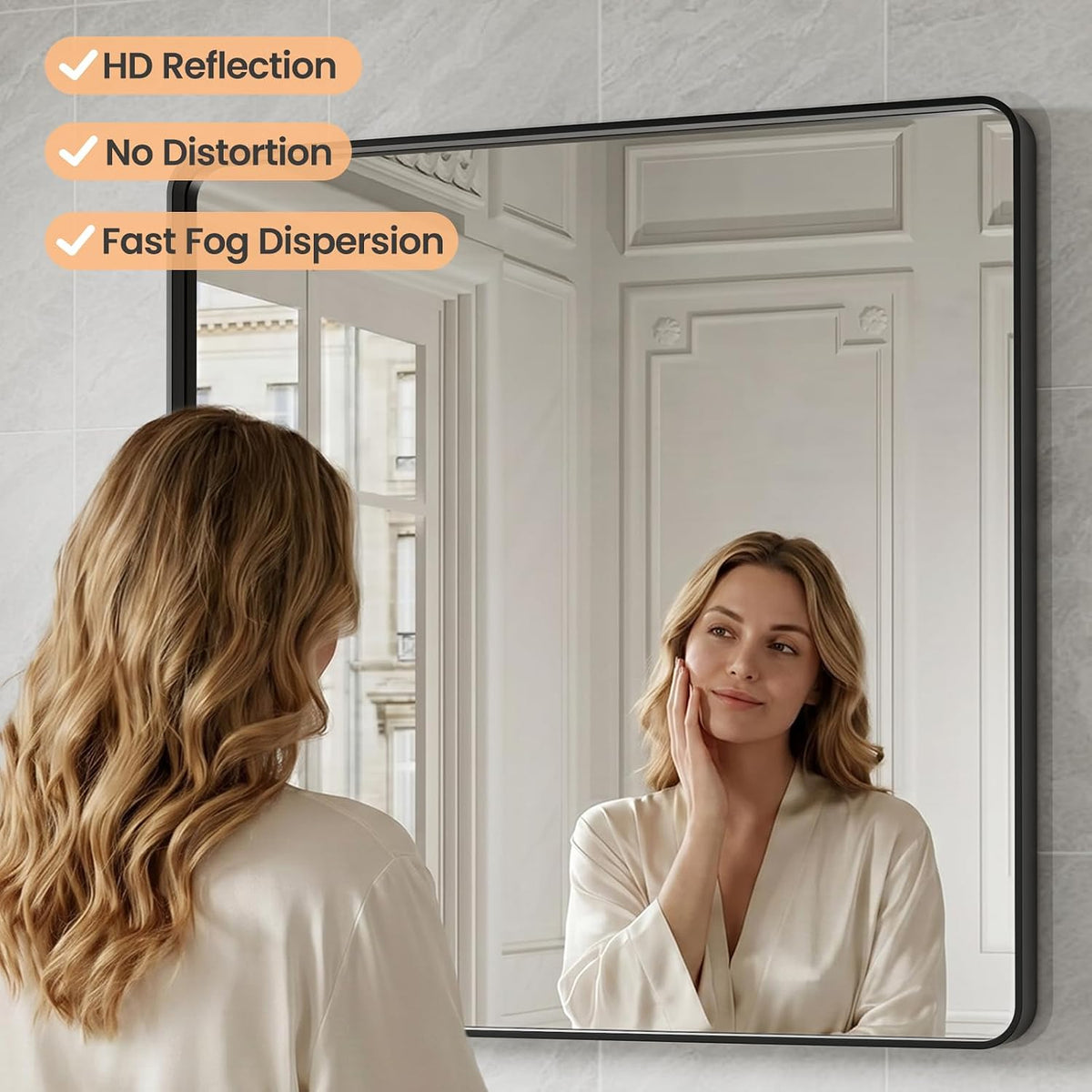 JISOSO 22x30 Inch Black Bathroom Mirror Metal Framed