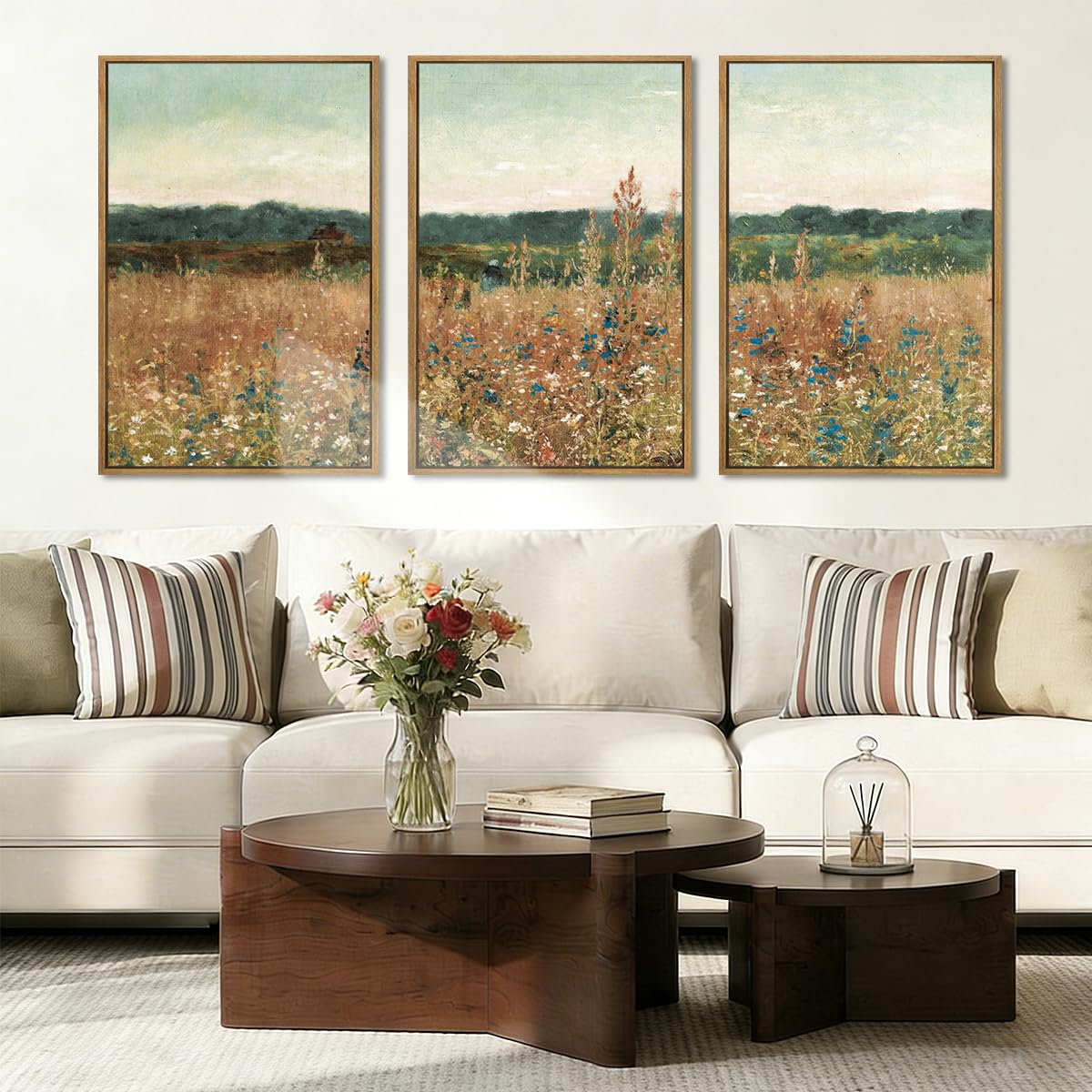 BINCUE Neutral Abstract Wall Art Beige Large Wall Decor Boho Mid Century Modern Artwork Art Print for Living Room Bedroom Office 24"x36" Set of 3 Gift