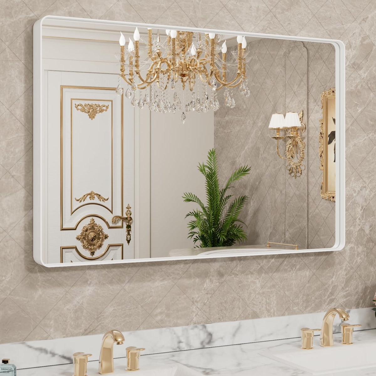 LOAAO 20X16 Inch Black Bathroom Mirror Metal Framed
