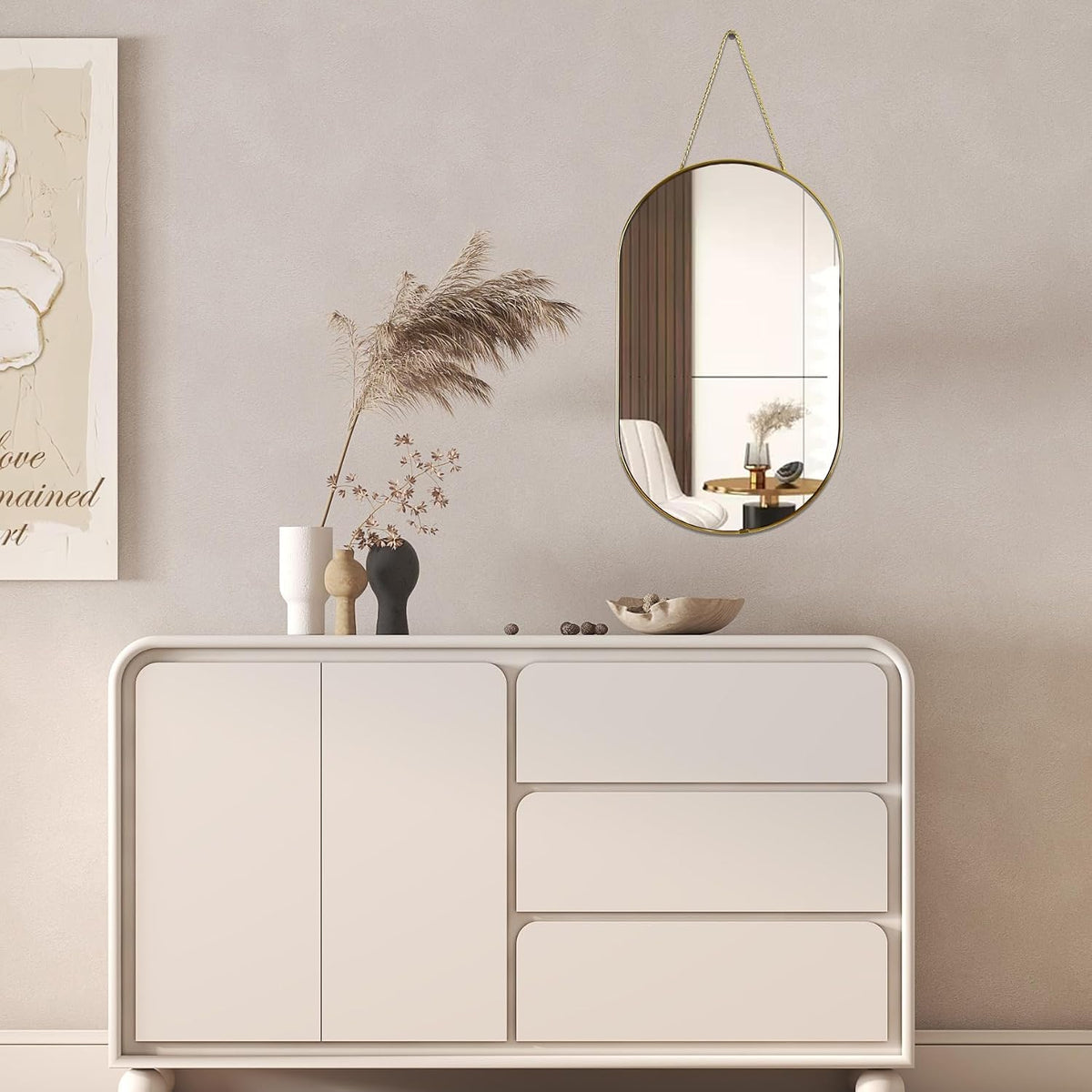 YCHMIR Oval Wall Mirror, Gold, Oval Shape