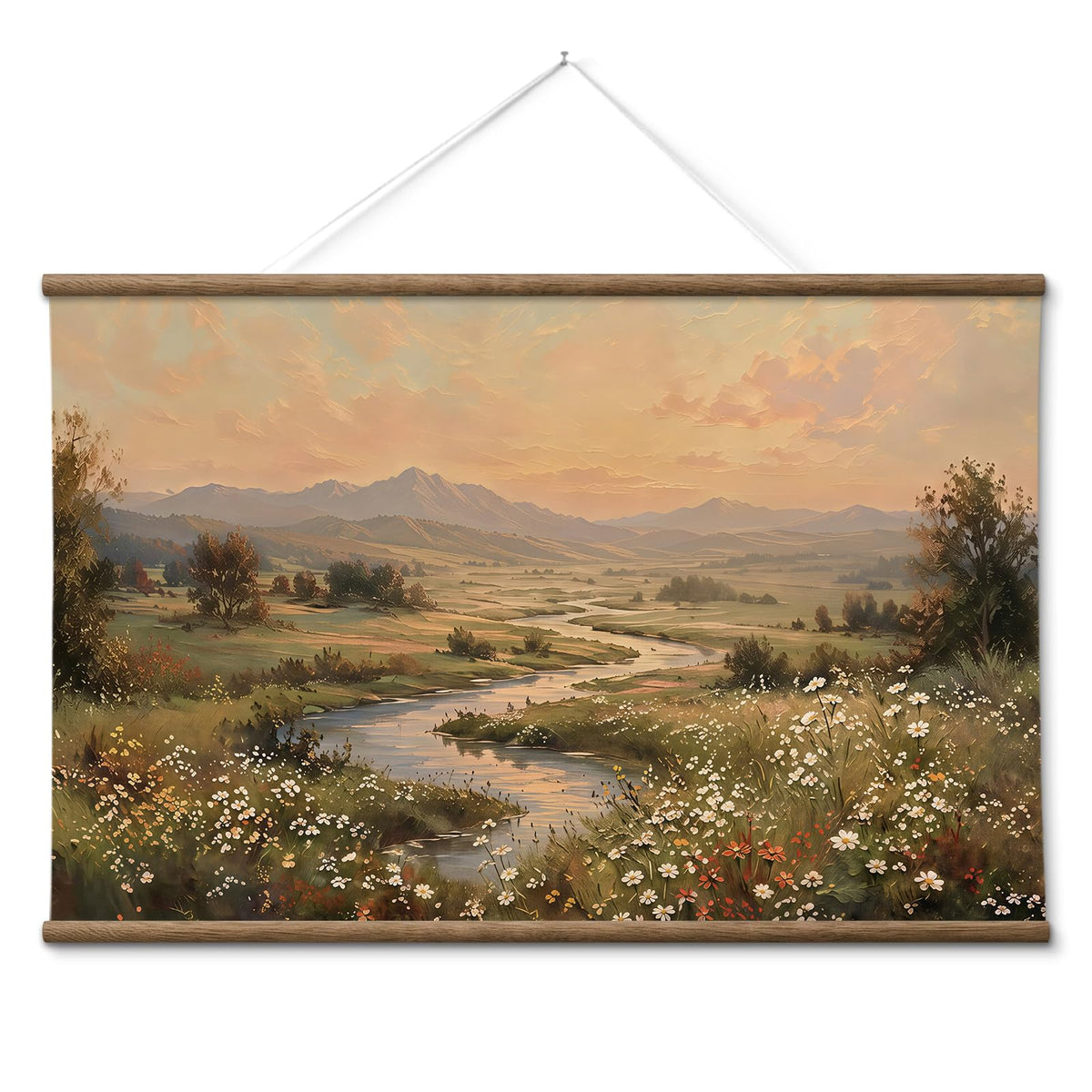 ARPEOTCY Extra Large Vintage Framed Wall Art, Fall Landscape Print, 36x54In