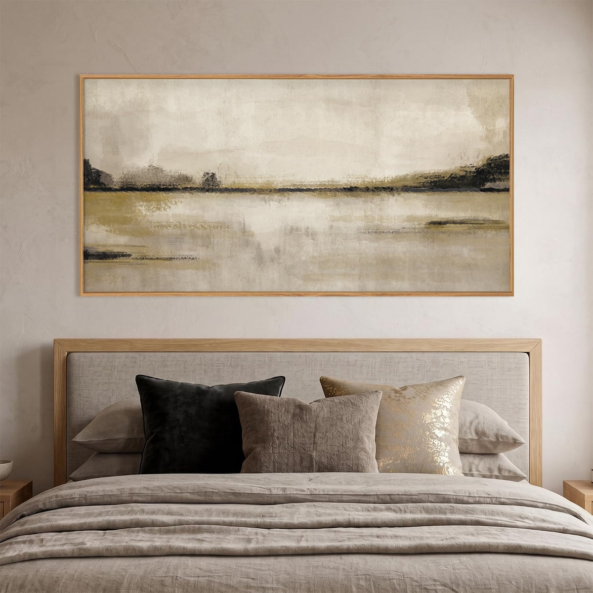 KAIRNE Neutral Abstrcat Landscape Framed Canvas Wall Art Set-40"x20"x1