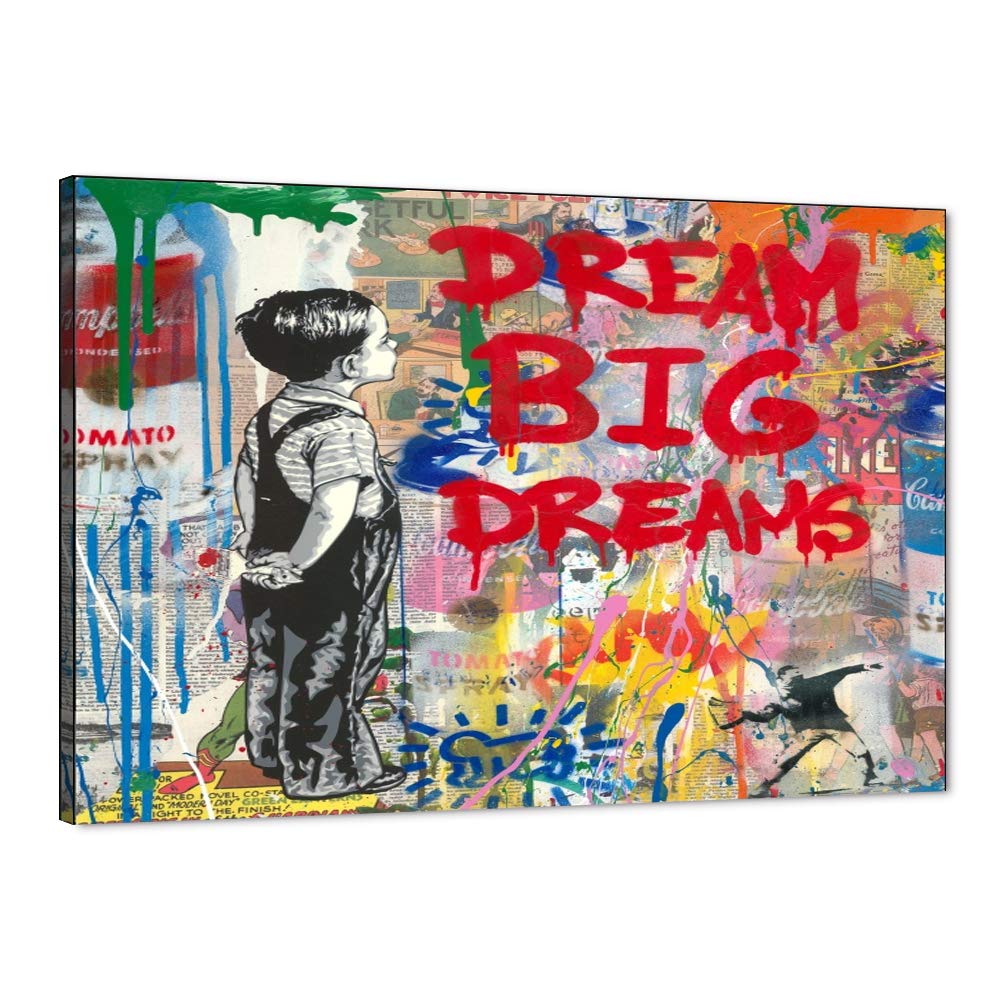 Banksy Wall Art Graffiti Street Giclee Canvas Paintings Poster and Prints Kid Wall Pictures girl Figure Street Picture Artwork Modern Framed Art for Home Wall Decor 24”Wx36”H